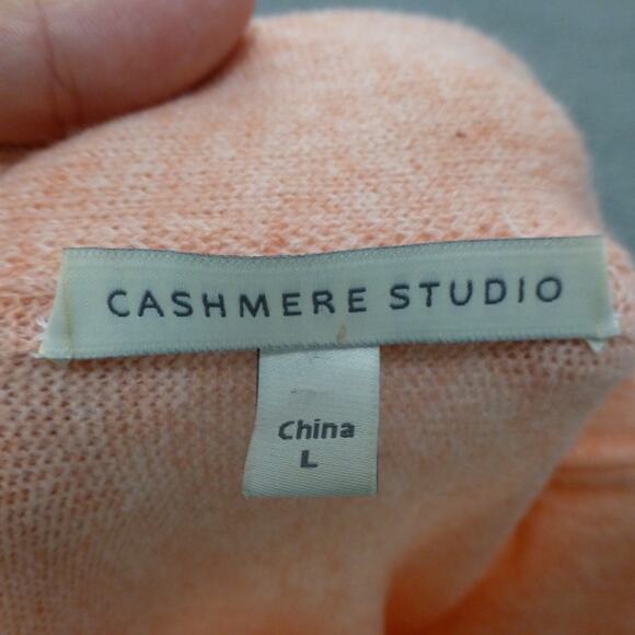 Cashmere Studio Sweater Womens Large Turtleneck Knit 3/4 Sleeve Pink Pullover - Picture 5 of 11